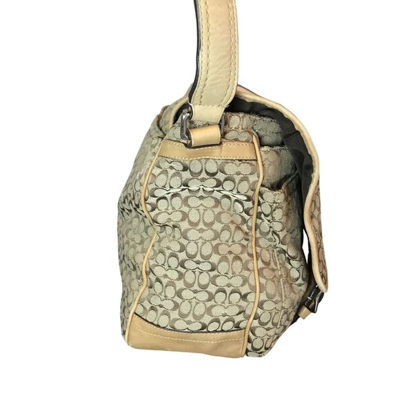 Coach mMessenger Bag Textile Monogram Crossbody Strap Tan READ DAMAGE - Picture 5 of 16